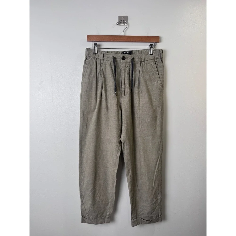Todd Snyder Men Tan Pleated Drawstring Cotton Trousers Pant Small